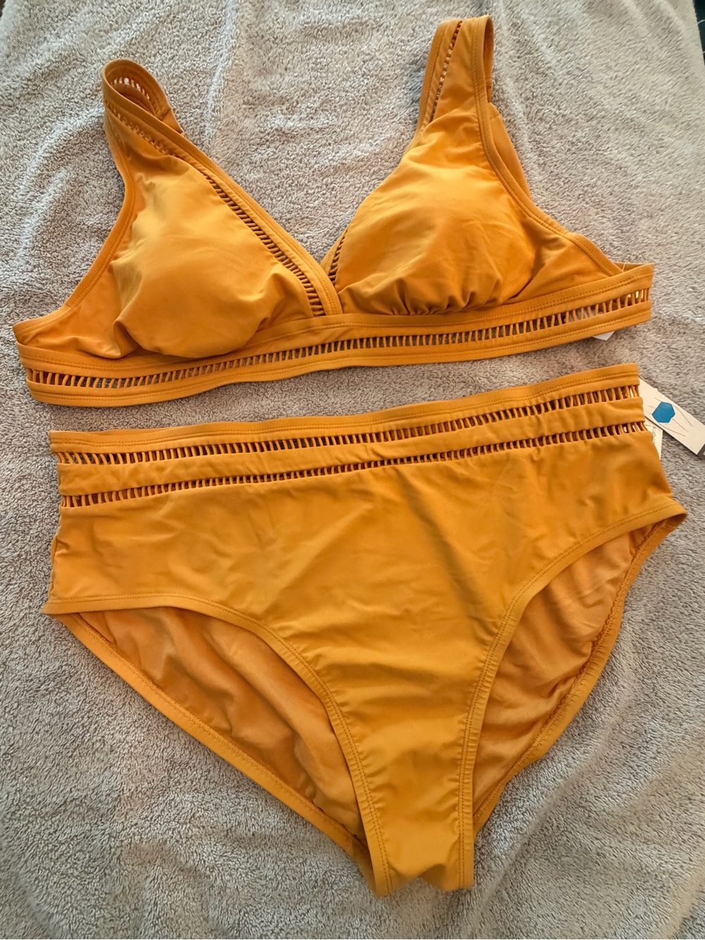 Time and Tru Golden Yellow Bikini Top with Adjustable Straps
